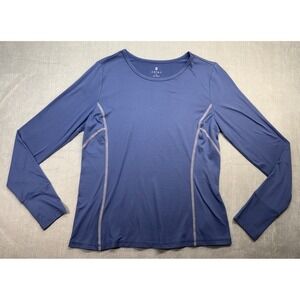 Zelos Workout Yoga Top Women's Small Navy Blue Long Sleeve Breathable Stretch